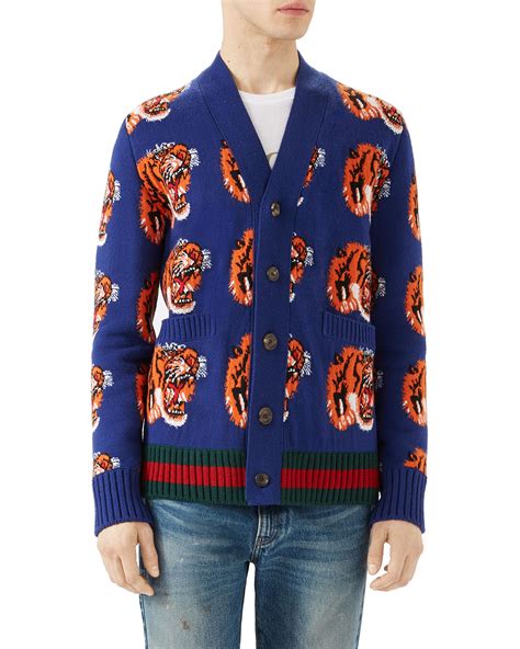 gucci tiger cardigan logo|Gucci tiger jacquard cardigan.